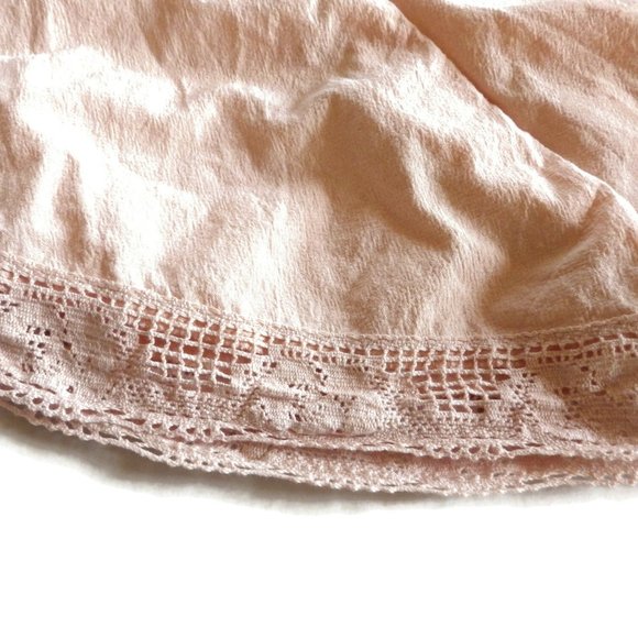 DOWNEAST Pink Cotton Peasant Blouse/ Top/ Crochet Trim/ Square Neck/ Size M - Picture 6 of 11